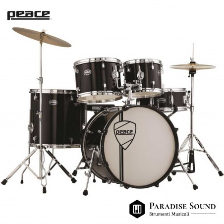 BATTERIA ACUSTICA PEACE VULCANIAN DP 105-22CH BLACK paradisesound strumenti musicali on line