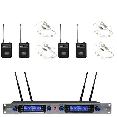 Audio Design PMU D440 Sistema wireless True Diversity 200Ch, UHF con 4 body pack paradisesound strumenti musicali on line